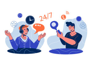 Customer service and technical support, cartoon vector illustration isolated.